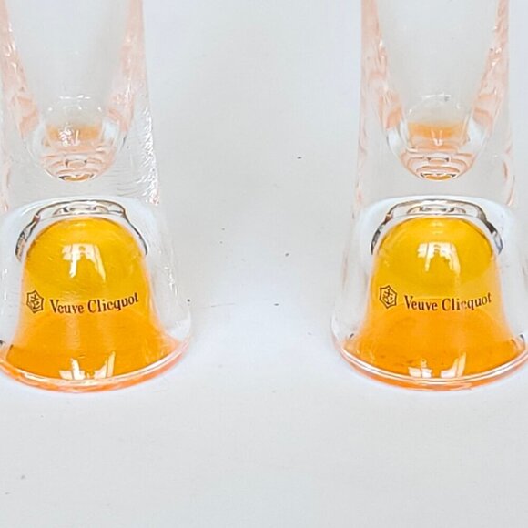 VEUVE CLICQUOT Acrylic Tumblers PAIR Champagne Flutes ATTRACTIVE BASE - Picture 2 of 5